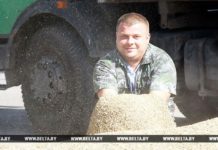 ФОТОФАКТ: Евгений Зенько из Речицкого района первым доставил 2 тыс. т нового урожая