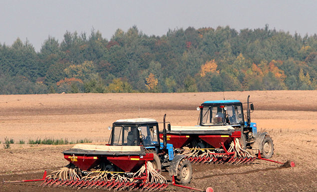 сев озимых, трактор