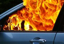 пожар, авто, горит